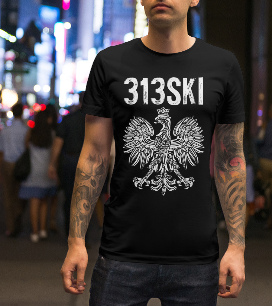 313SKI Detroit Michigan Polish Pride Area Code 313 Eagle T-Shirt