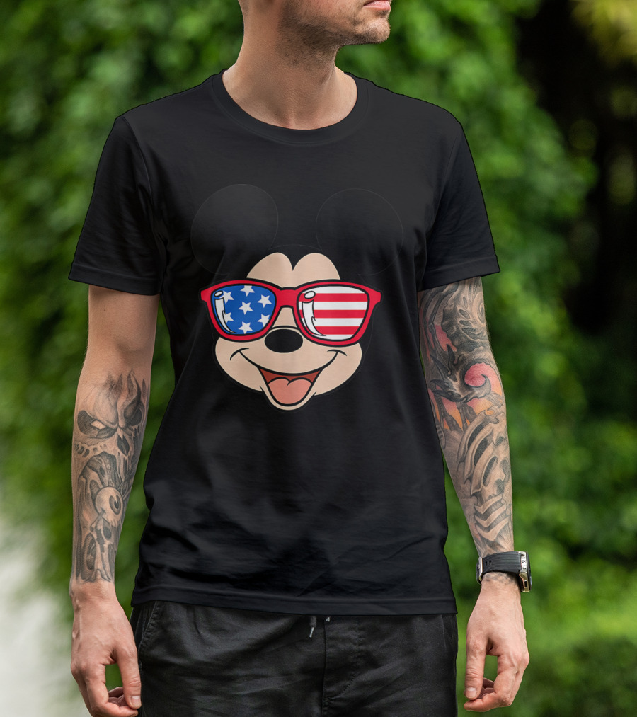 Disney Mickey Mouse American Flag Sunglasses T-Shirt