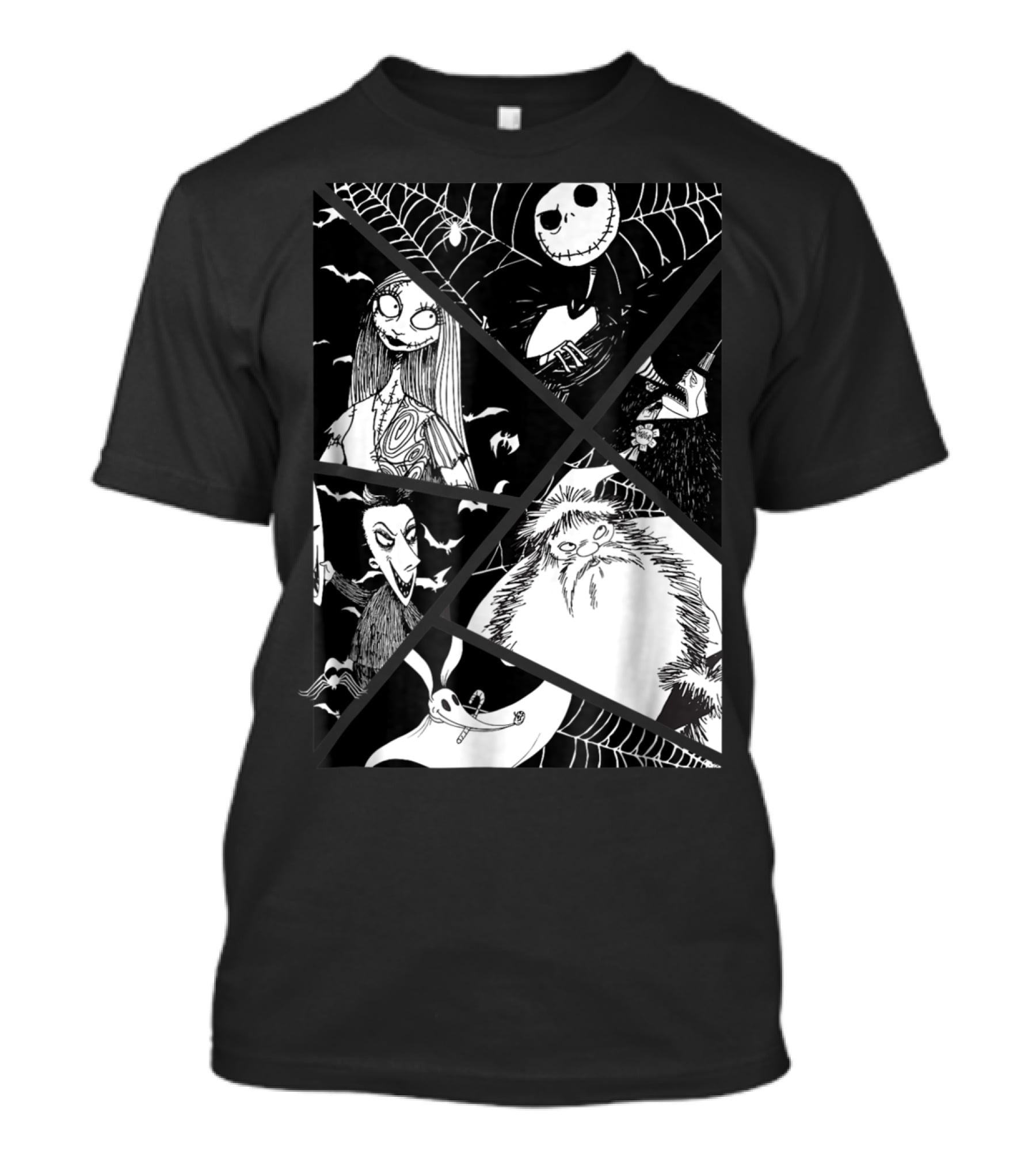 Disney Nightmare Before Christmas Story Jack Sally Zero Oogie Boogie Patchwork T-Shirt