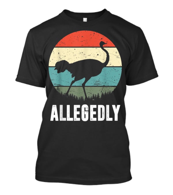 Allegedly Ostrich Silhouette Retro Stripes T-Shirt