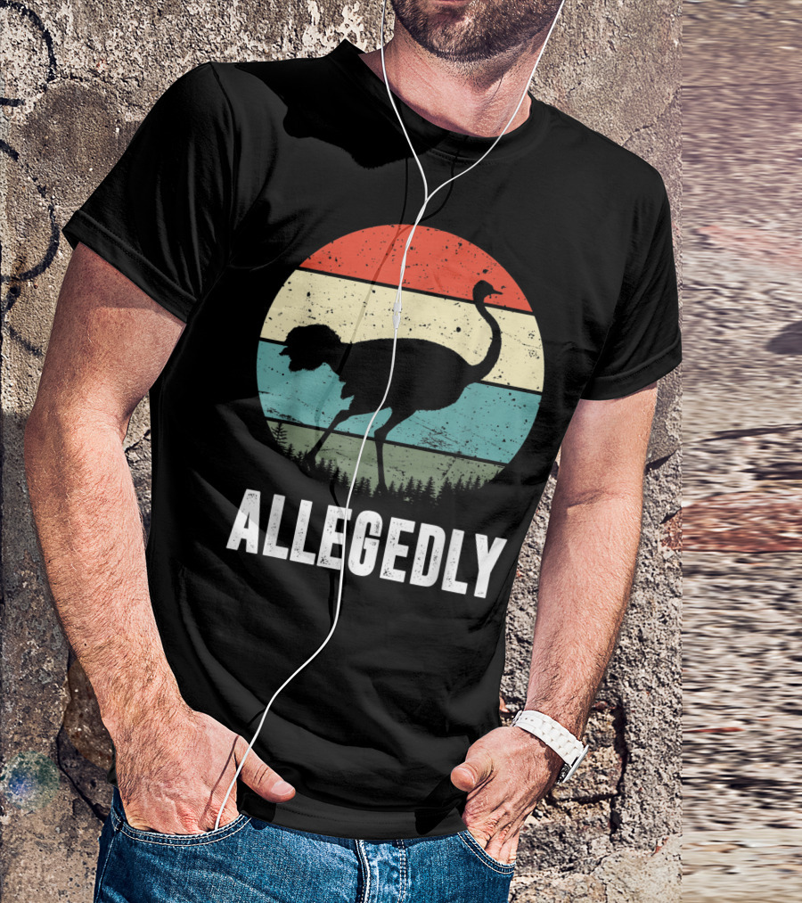 Allegedly Ostrich Silhouette Retro Stripes T-Shirt