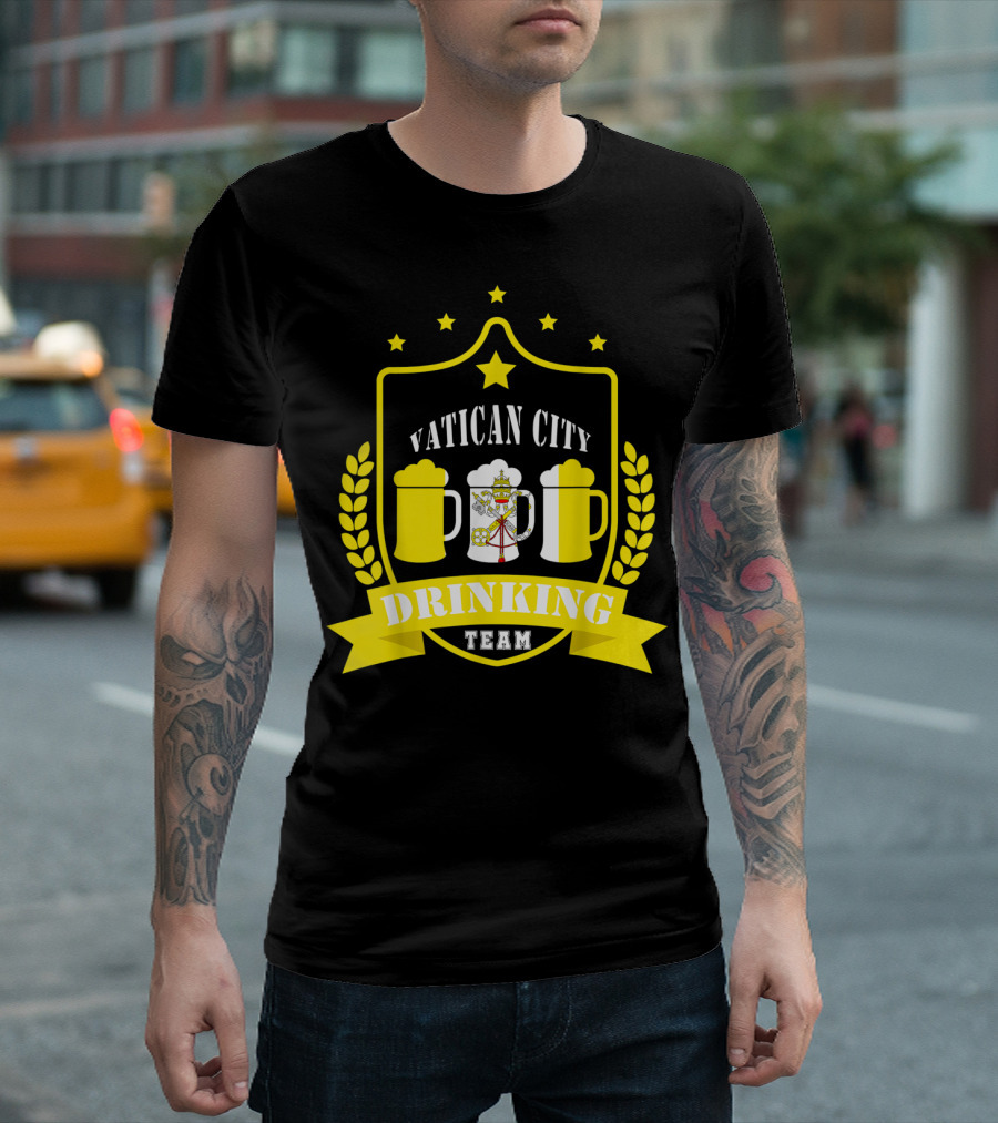 Vatican City Drinking Team Beer Crest Casual Teamwear T-Shirt