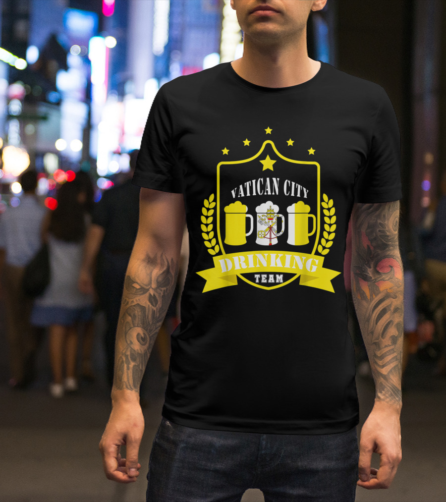 Vatican City Drinking Team Beer Crest Casual Teamwear T-Shirt