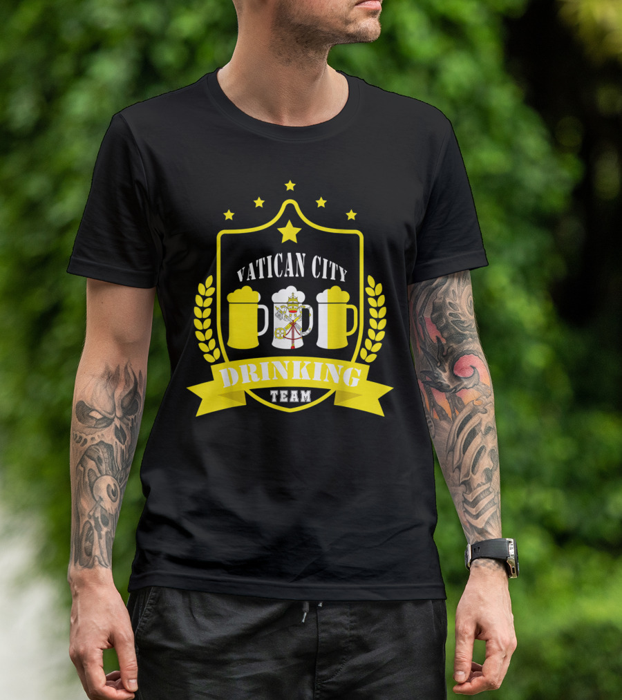 Vatican City Drinking Team Beer Crest Casual Teamwear T-Shirt