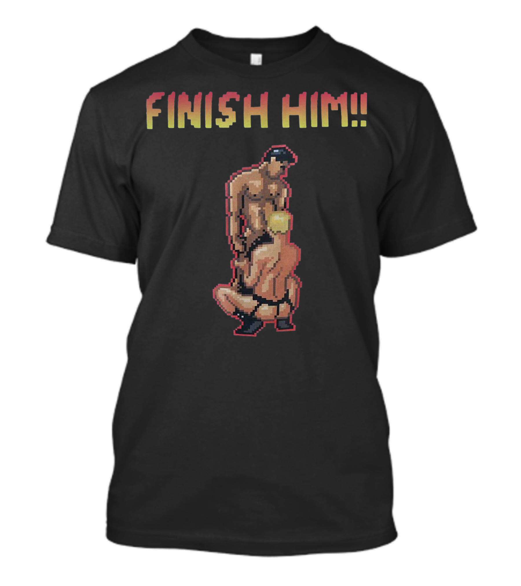 Finish Him Pixel Art Humor Gamer Fighter Retro T-Shirt
