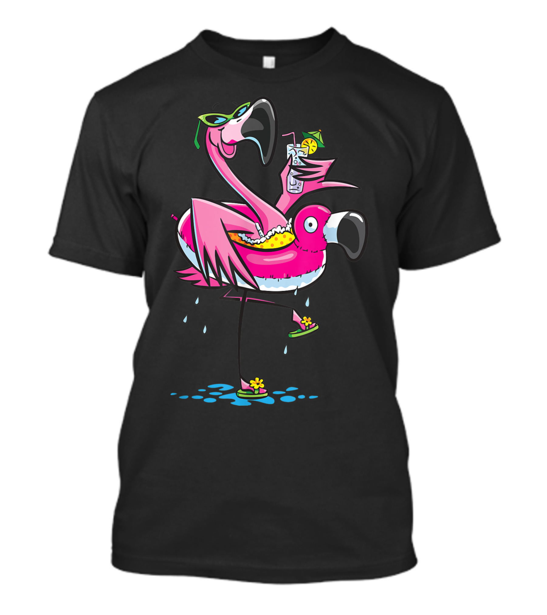 Flamingo That's What I Do I Drink And I Know Things With Sunglasses And Tropical Drink T-Shirt