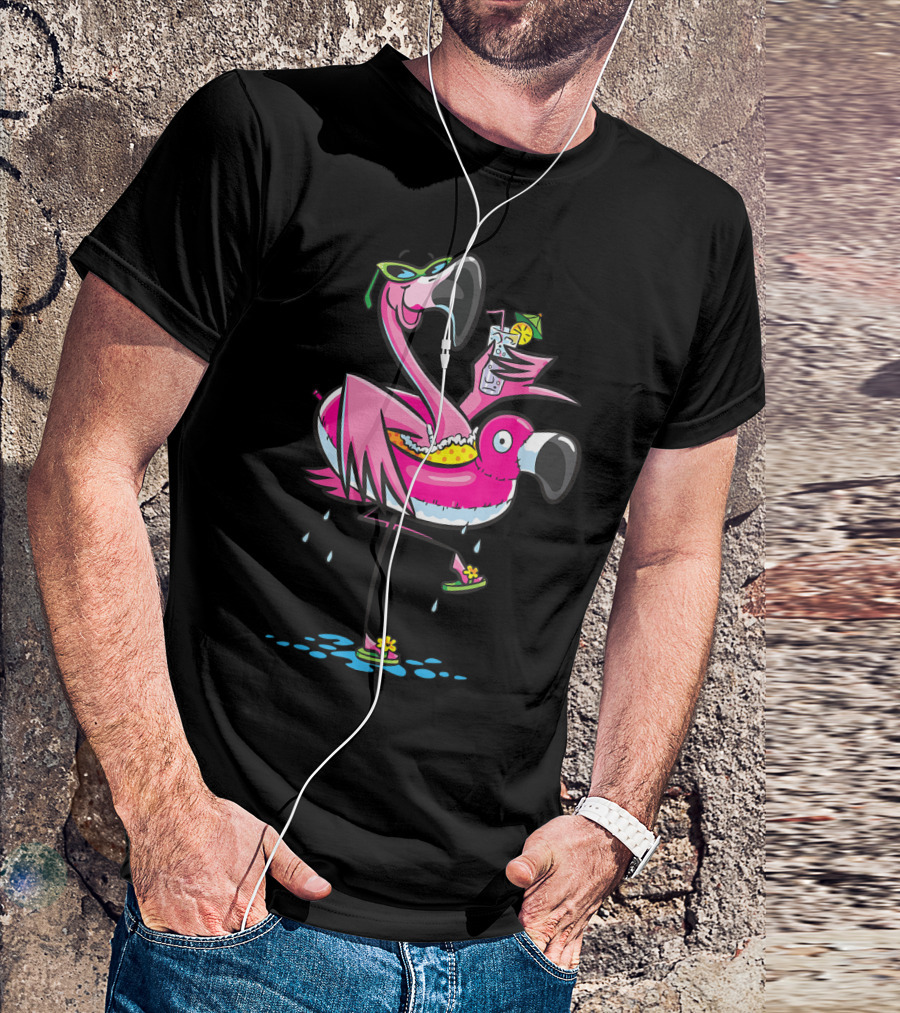 Flamingo That's What I Do I Drink And I Know Things With Sunglasses And Tropical Drink T-Shirt