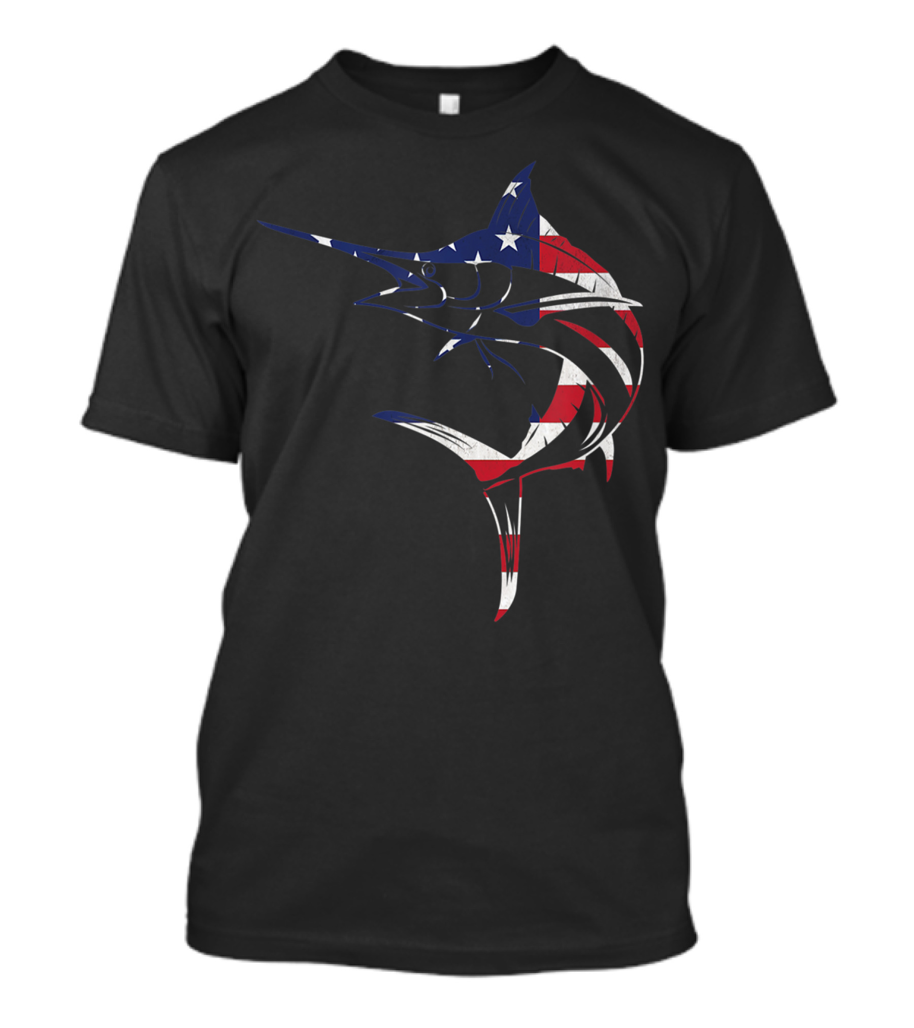 American Flag Blue Marlin Fish USA 4th Of July Fishing T-Shirt