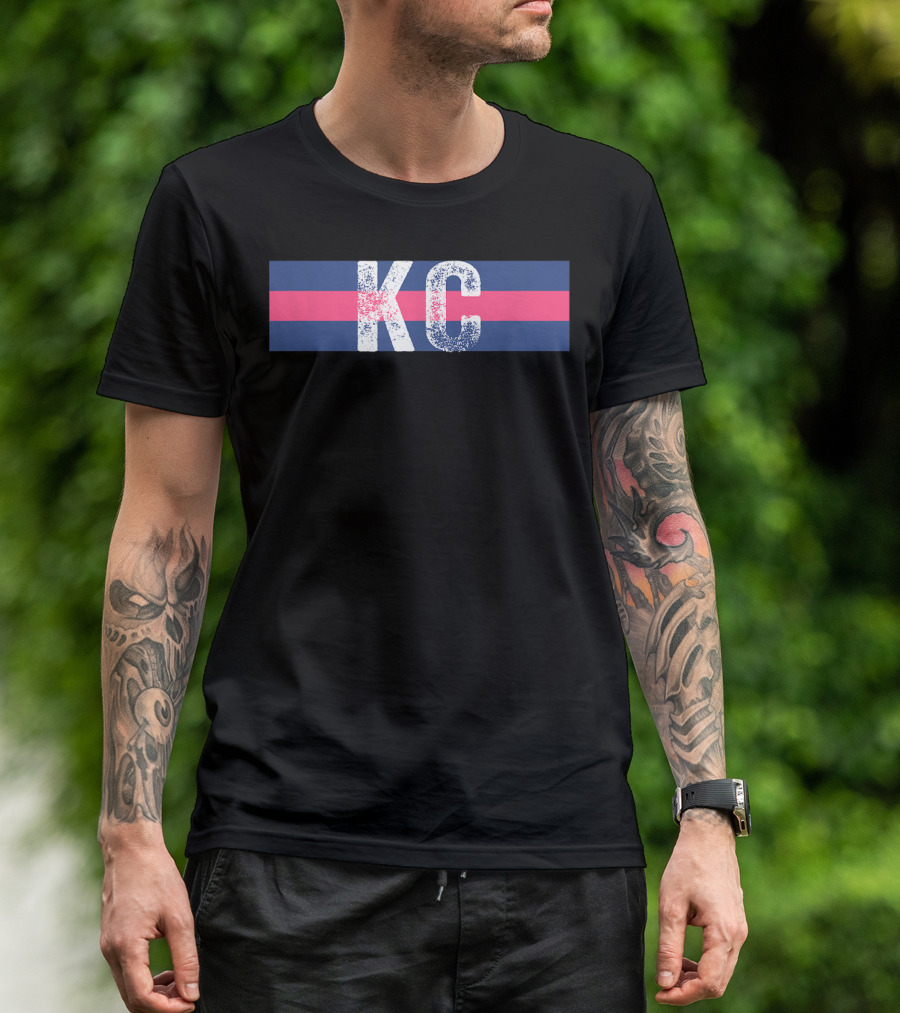 KC Royal Blue Pink Vintage Kansas City Stripes T-Shirt