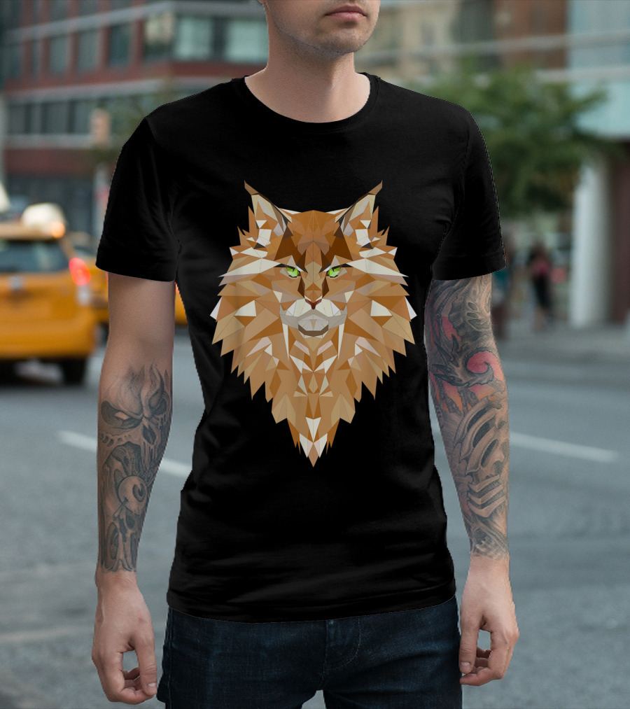 Maine Coon Cat Geometric T-Shirt