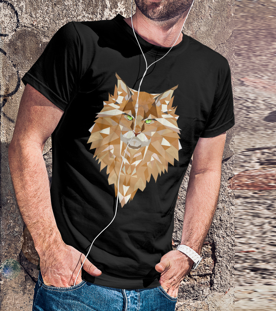 Maine Coon Cat Geometric T-Shirt