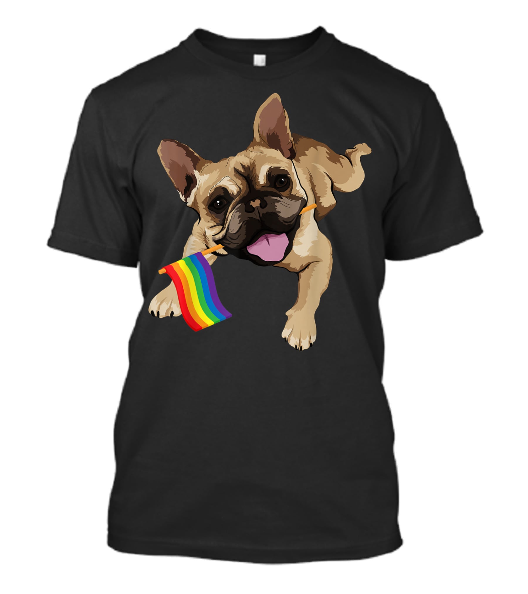 Men Women Kids French Bulldog Holding Gay Pride Flag T-Shirt