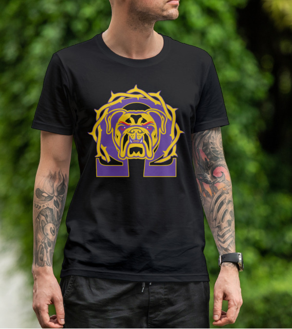 Omega Que Dawg Psi Phi Purple Gold Bulldog T-Shirt