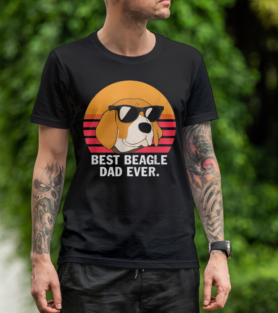 Best Beagle Dad Ever Vintage Style Beagle With Sunglasses T-Shirt