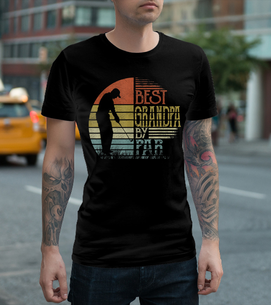 Best Grandpa By Par Father's Day Golf Vintage Retro T-Shirt