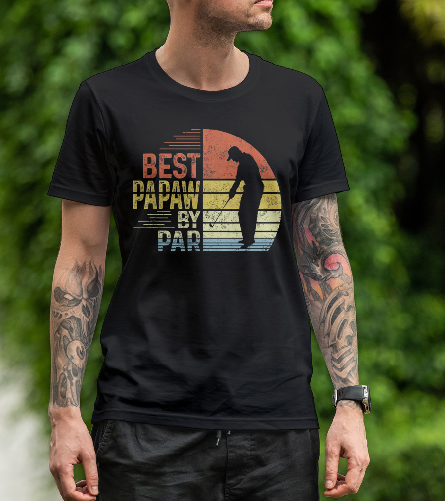 Best Papaw By Par Father's Day Golf Silhouette Vintage T-Shirt