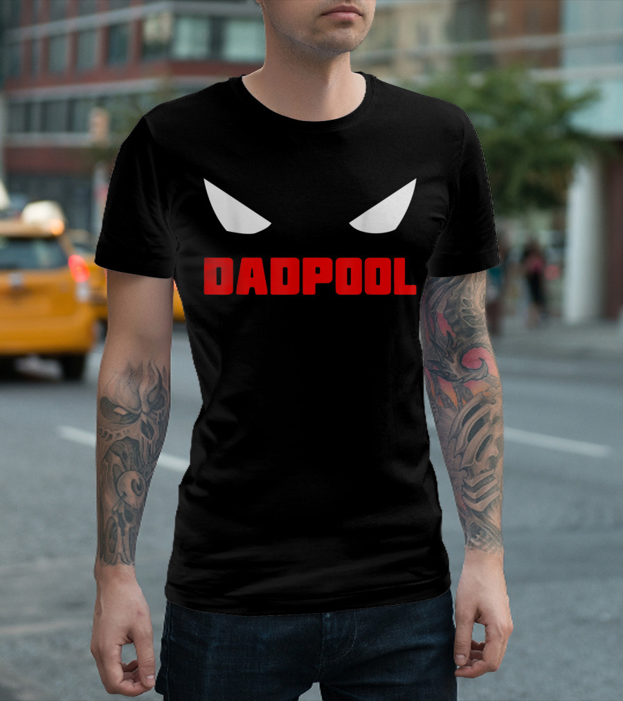 Dadpool Mens Funny Superhero Superdad with Iconic Mask Eyes T-Shirt