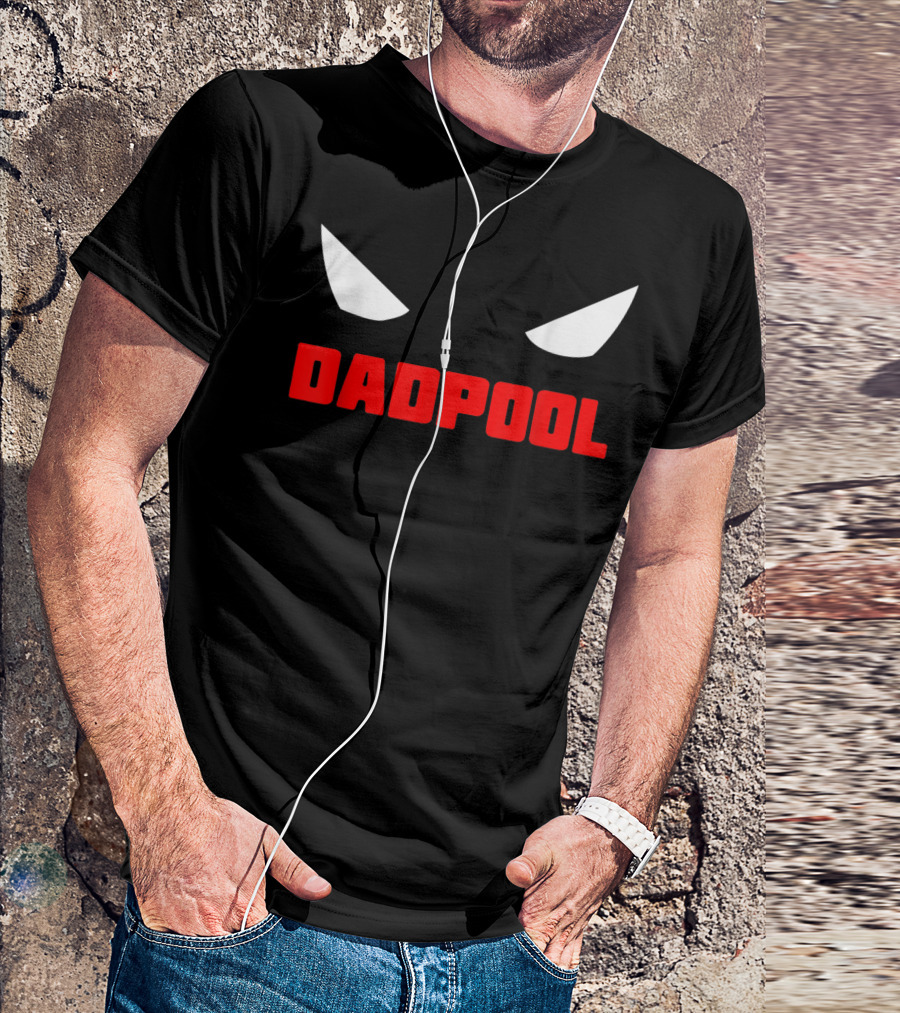 Dadpool Mens Funny Superhero Superdad With Iconic Mask Eyes T-Shirt