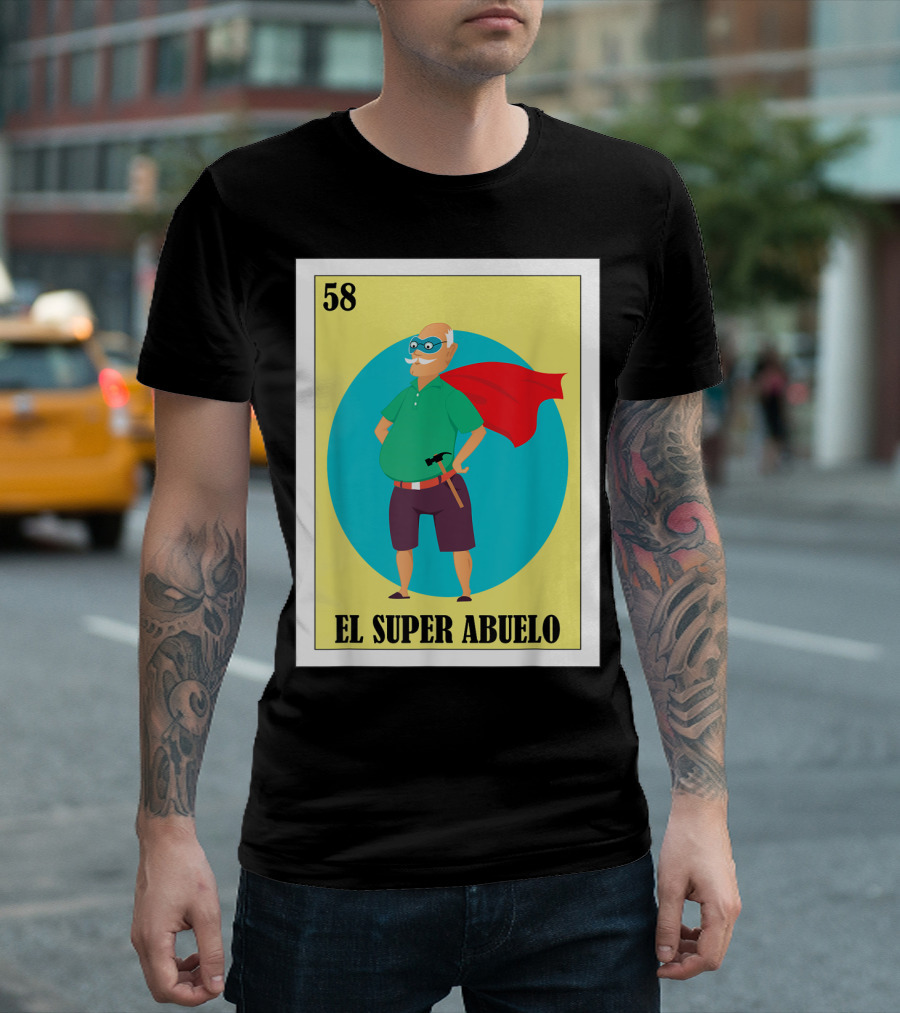 58 Mens Loteria El Super Abuelo Reg Hero Grandpa T-Shirt