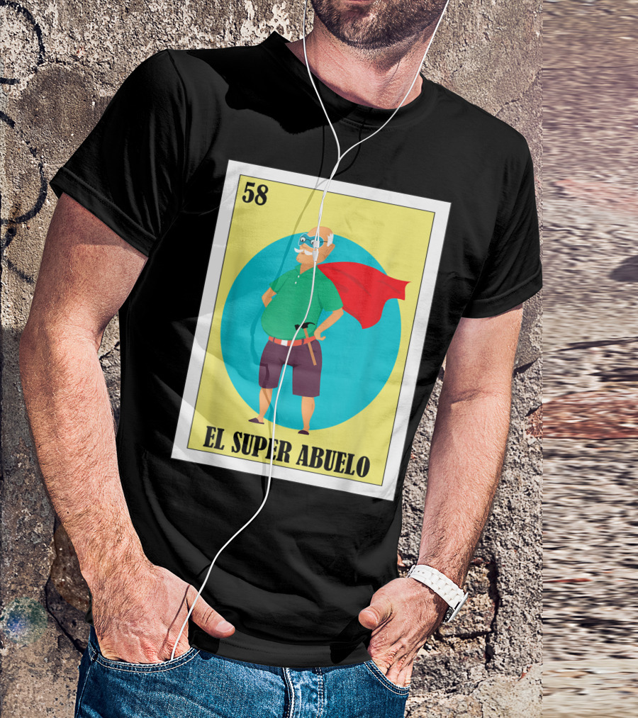 58 Mens Loteria El Super Abuelo Reg Hero Grandpa T-Shirt