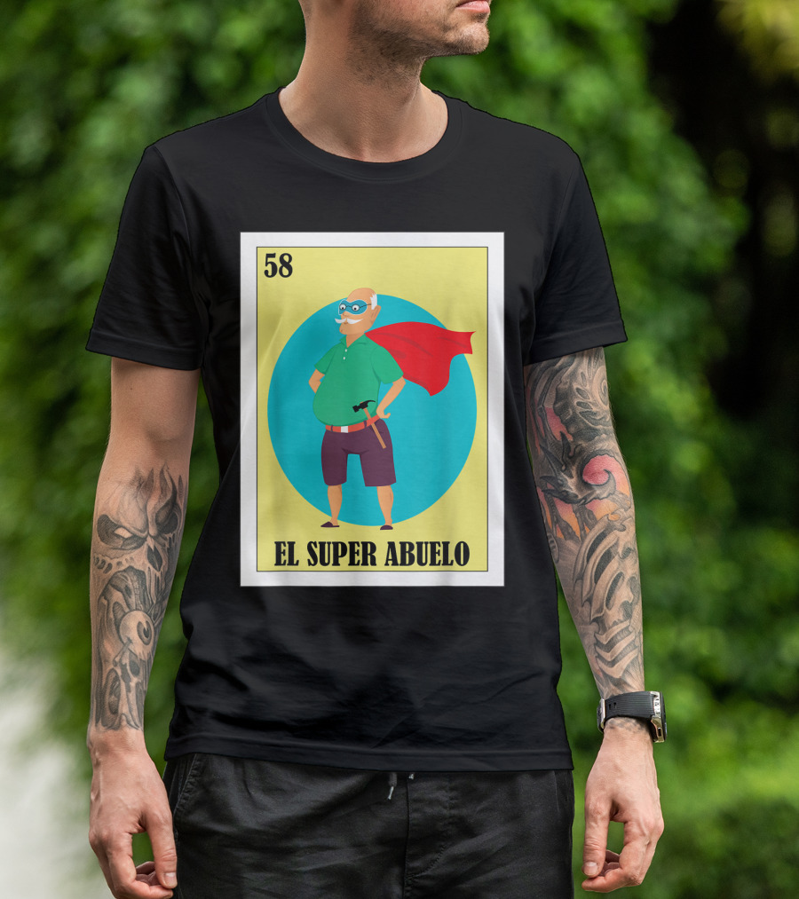 58 Mens Loteria El Super Abuelo Reg Hero Grandpa T-Shirt