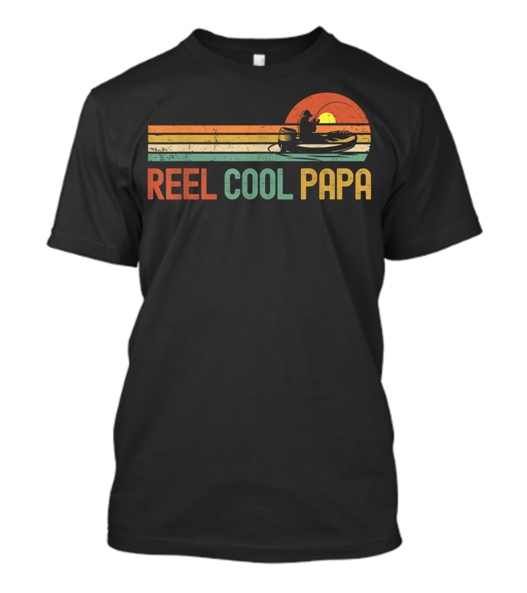 Vintage Mens Reel Cool Papa Fisherman Dad Father T-Shirt