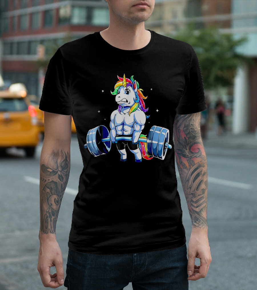 Muscle Unicorn Rainbow Powerlifting T-Shirt