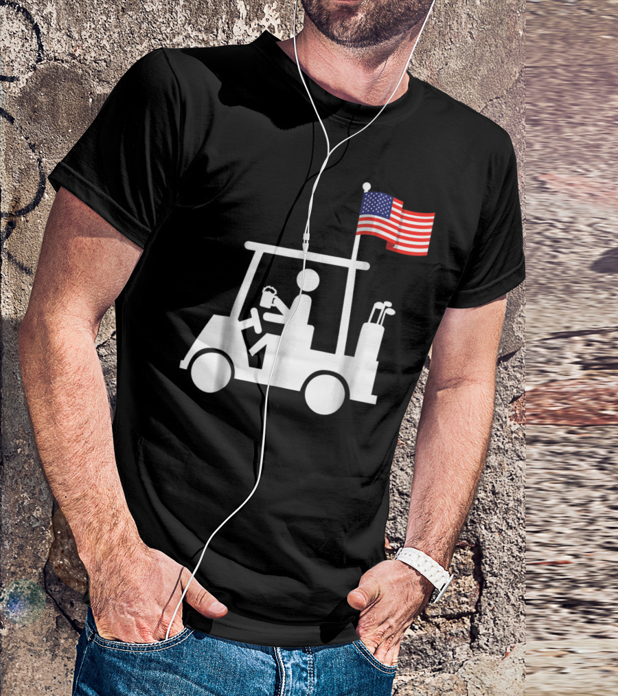 Patriotic USA Golf Cart Strong Beer And Flag T-Shirt