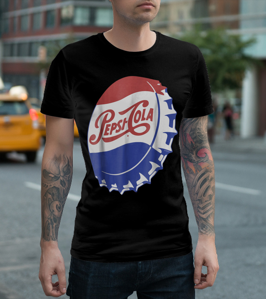 Pepsi Cola Vintage Bottle Cap Logo Soft Drinks Retro Branding T-Shirt