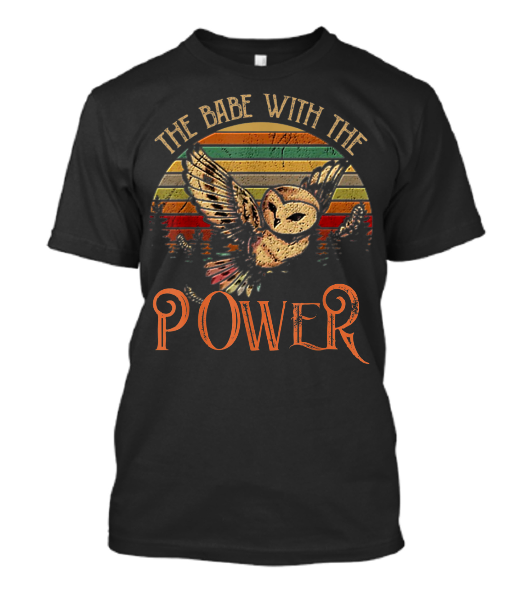 The Babe With The Power Owl Retro Sunset T-Shirt