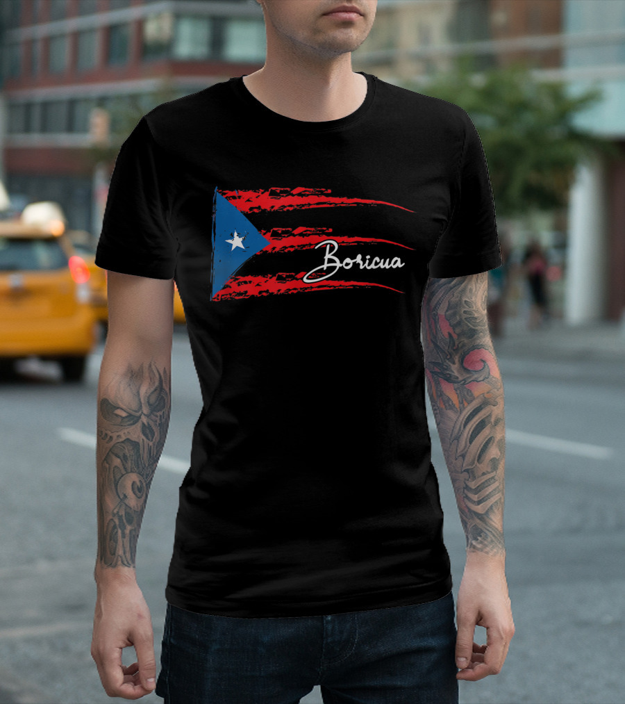 Boricua Puerto Rico Flag Scratched T-Shirt