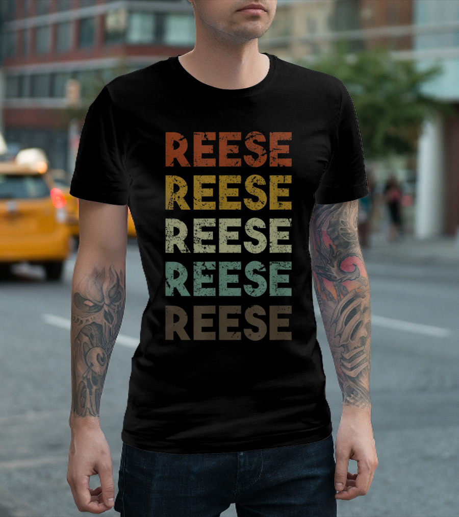 Reese Michigan Vintage Retro Colorful Stacked Text T-Shirt