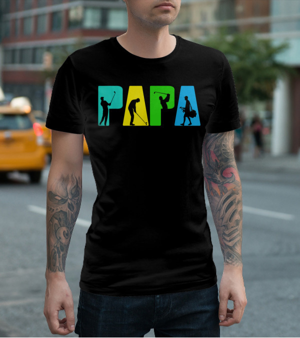 Papa Retro Golf Silhouettes Father's Day T-Shirt
