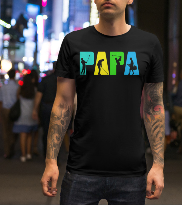 Papa Retro Golf Silhouettes Father's Day T-Shirt