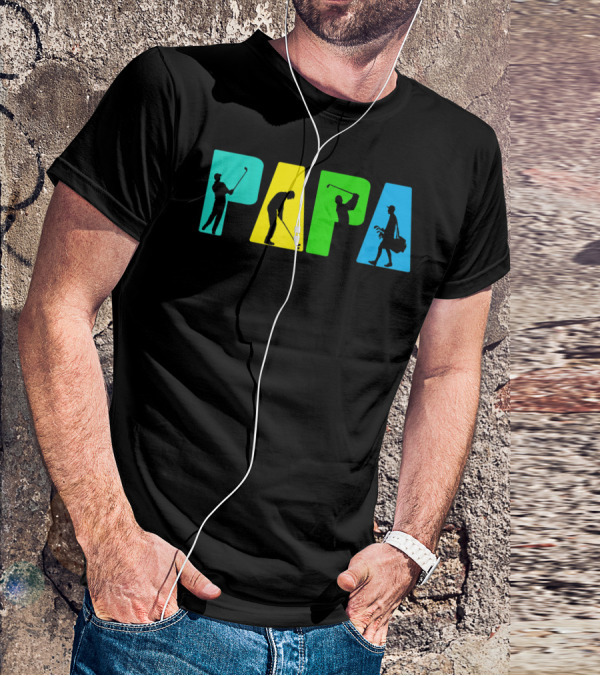 Papa Retro Golf Silhouettes Father's Day T-Shirt