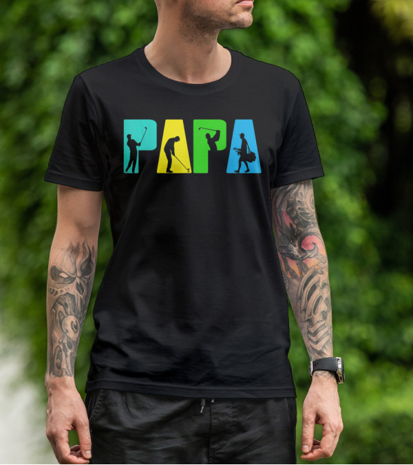 Papa Retro Golf Silhouettes Father's Day T-Shirt