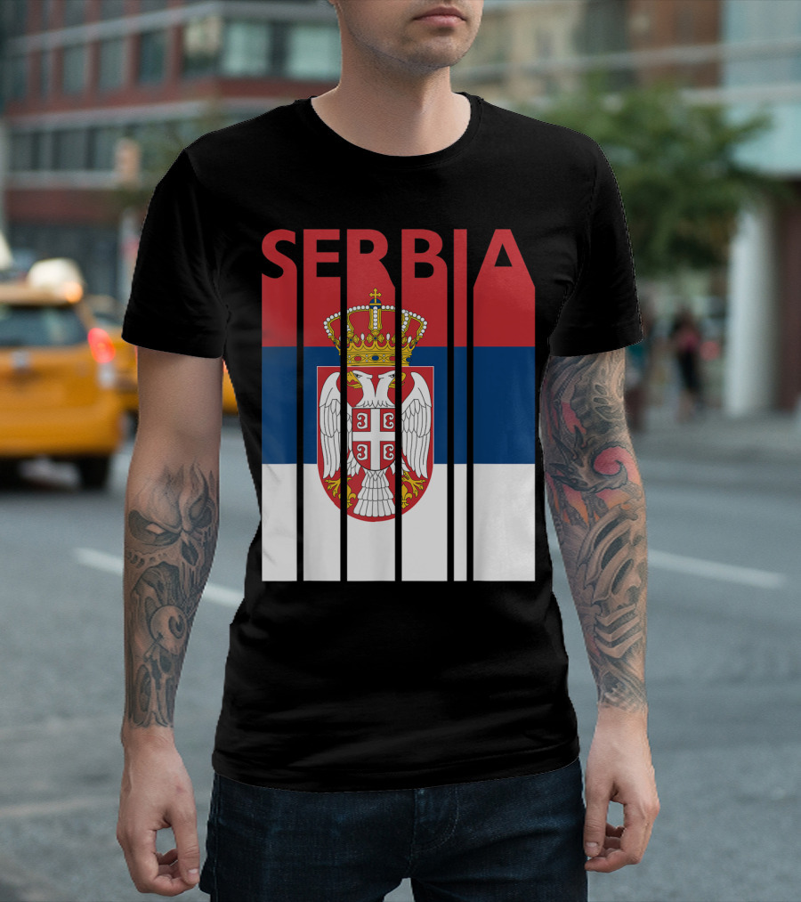Serbia Vintage Flag Serbian Coat of Arms T-Shirt