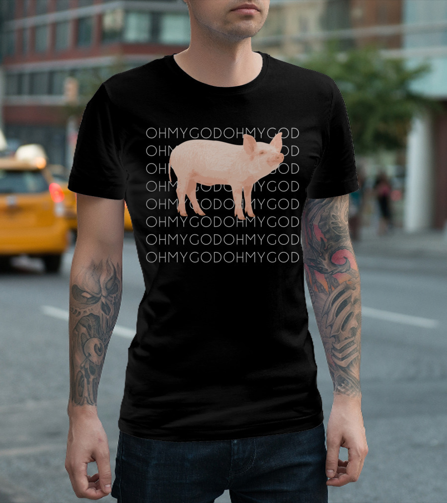 Shane Dawson Oh My God Pig Repeated Text T-Shirt