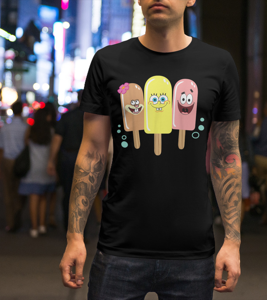Spongebob Squarepants Sandy Patrick Popsicle Ice Cream Friends T-Shirt