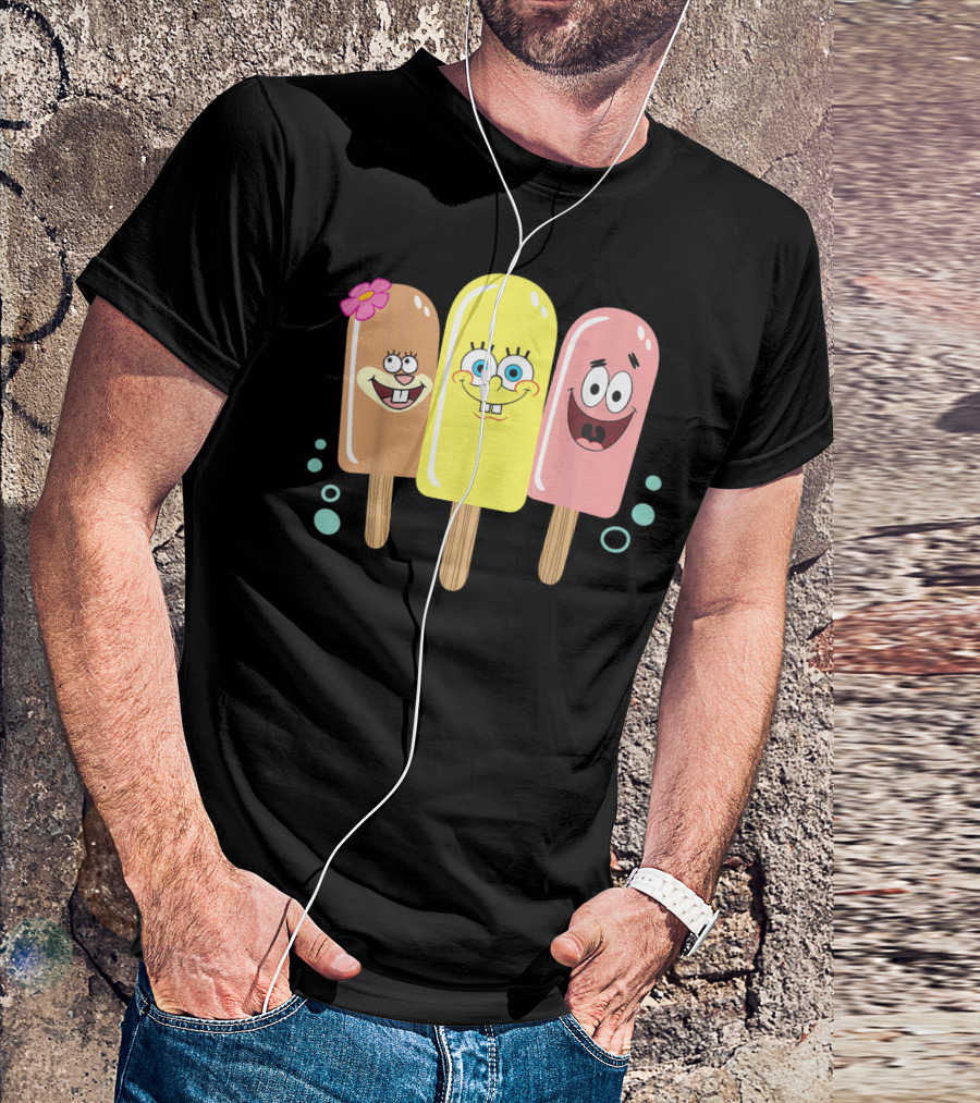 Spongebob Squarepants Sandy Patrick Popsicle Ice Cream Friends T-Shirt