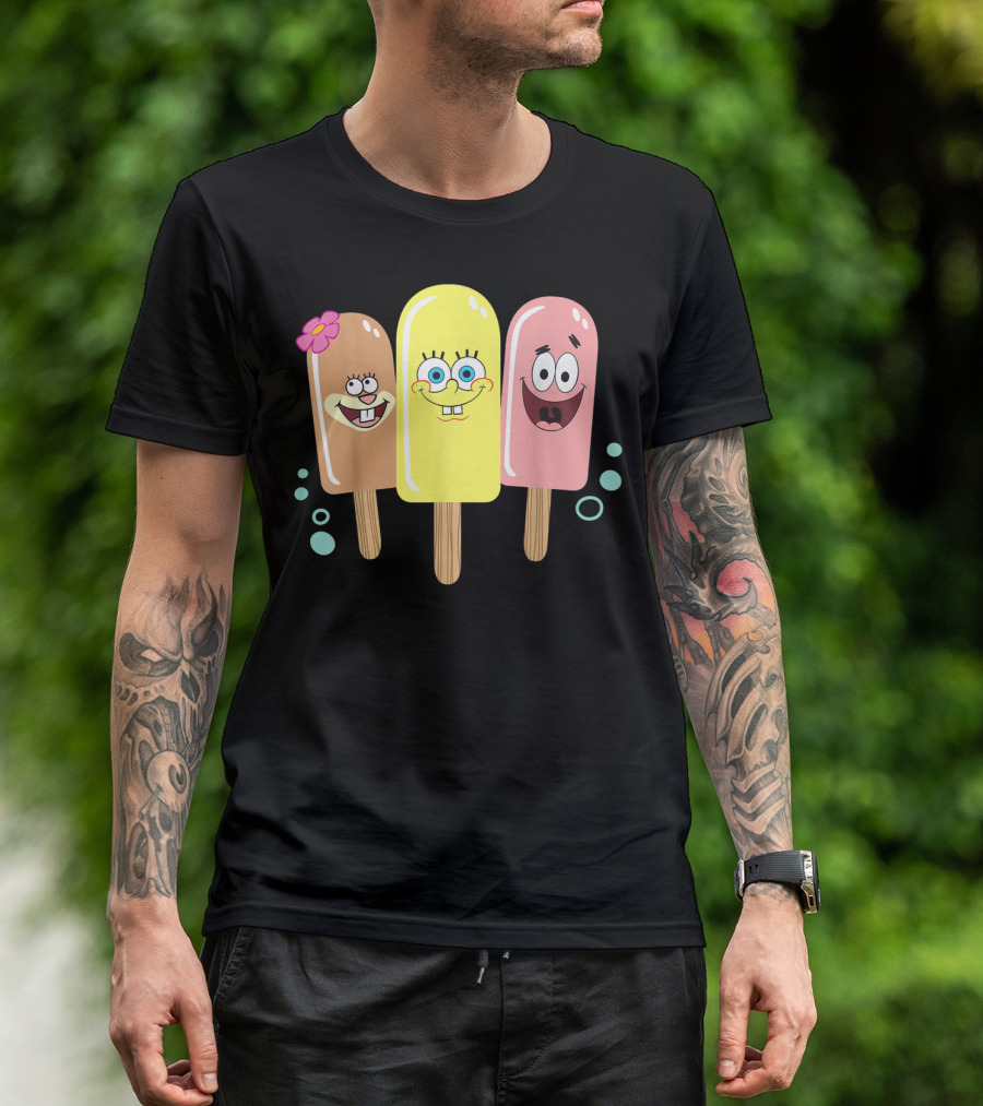 Spongebob Squarepants Sandy Patrick Popsicle Ice Cream Friends T-Shirt
