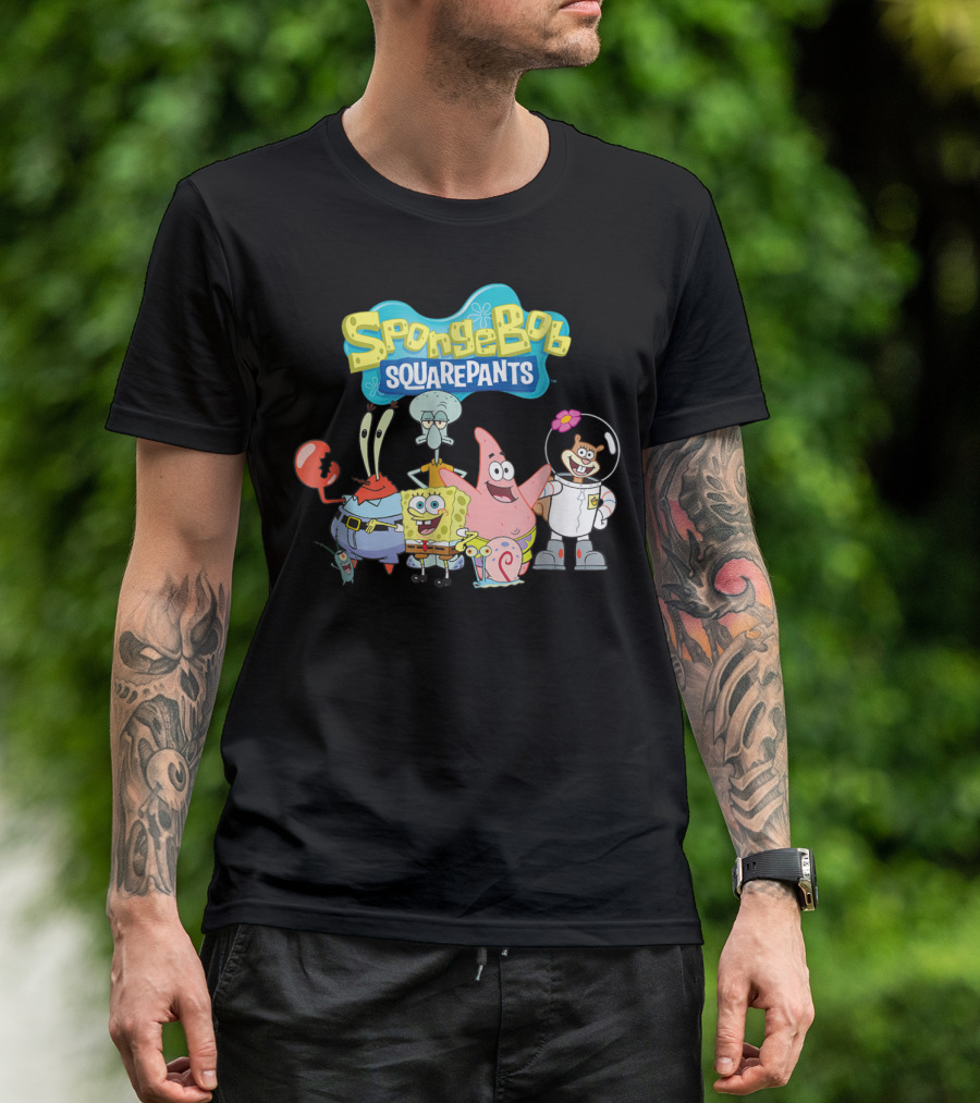 SpongeBob SquarePants Characters Group Featuring Mr. Krabs, Squidward, Patrick, Sandy, And Gary T-Shirt