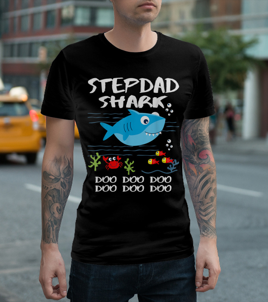 Stepdad Shark Doo Doo Doo Baby Shark Inspired T-Shirt