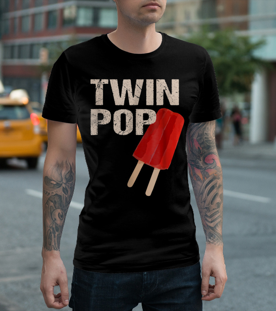 TWIN POP For Grandpa Twins Dad Ice Cream Popsicle T-Shirt