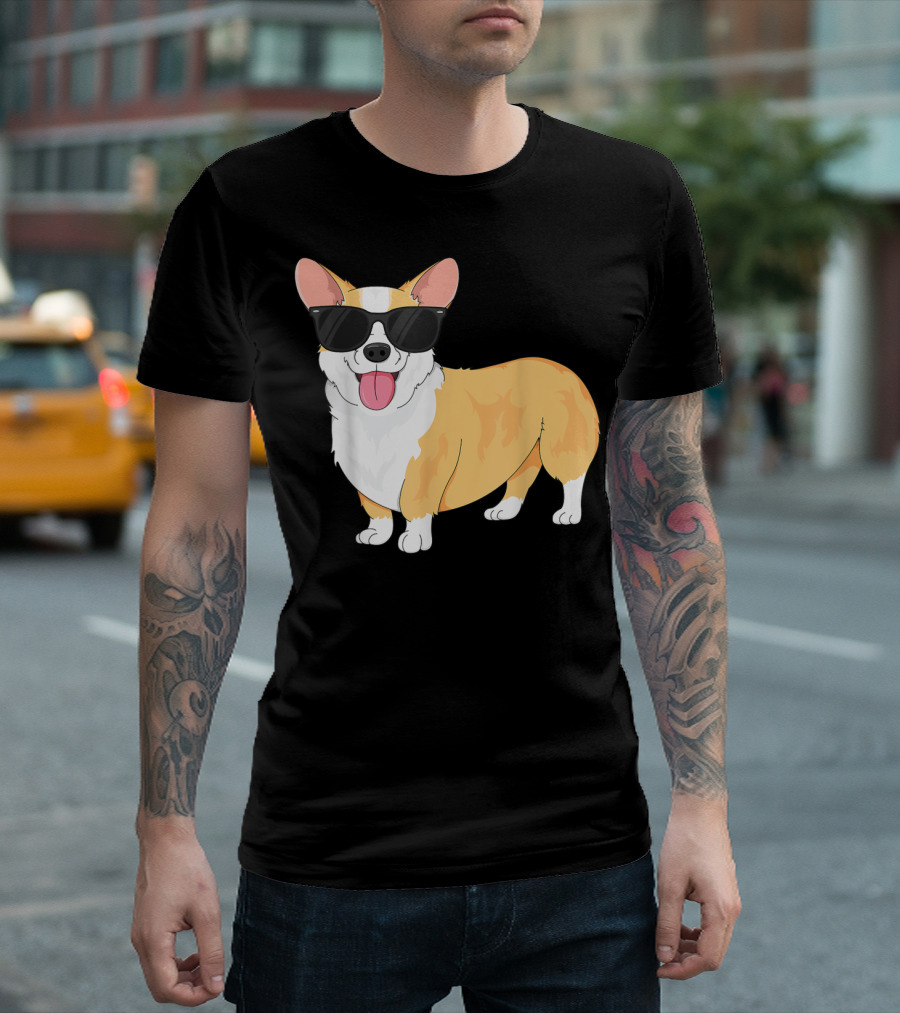 Vintage Cool Corgi Kids Dog Sunglasses Iconic T-Shirt