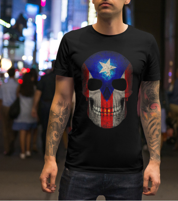 Puerto Rico Flag Skull T-Shirt