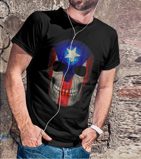 Puerto Rico Flag Skull T-Shirt