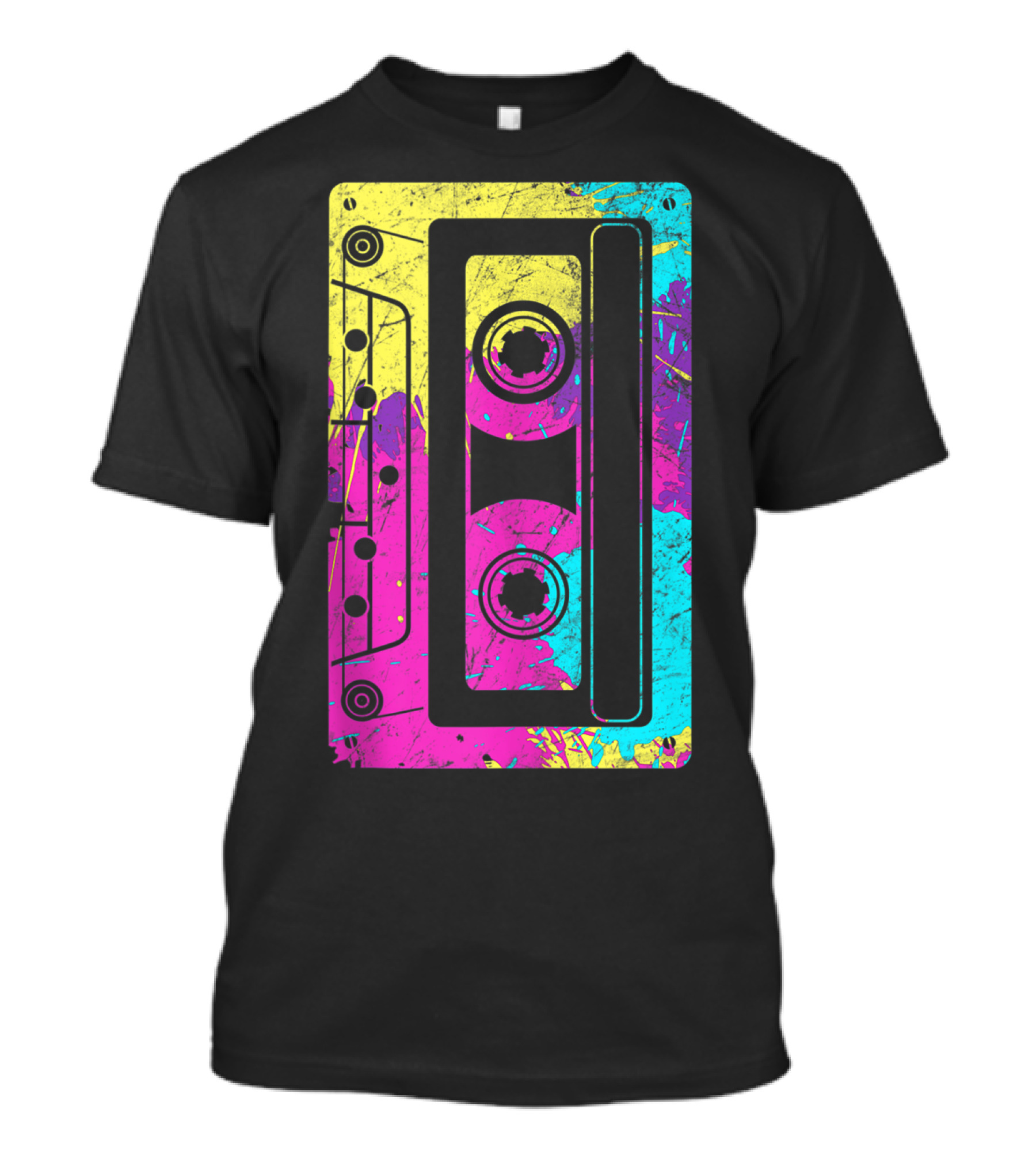 Vintage 80s Mixtape Neon Cassette Tape T-Shirt