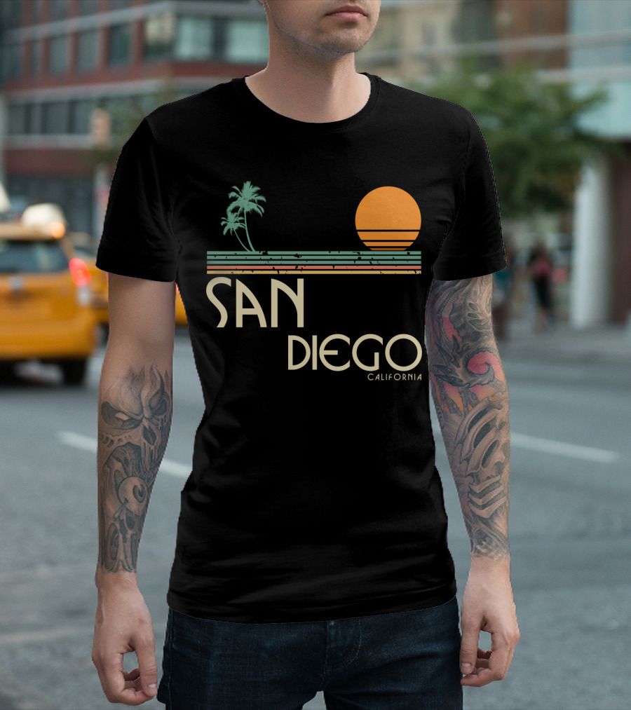 San Diego California Vintage Sunset Palm Trees T-Shirt