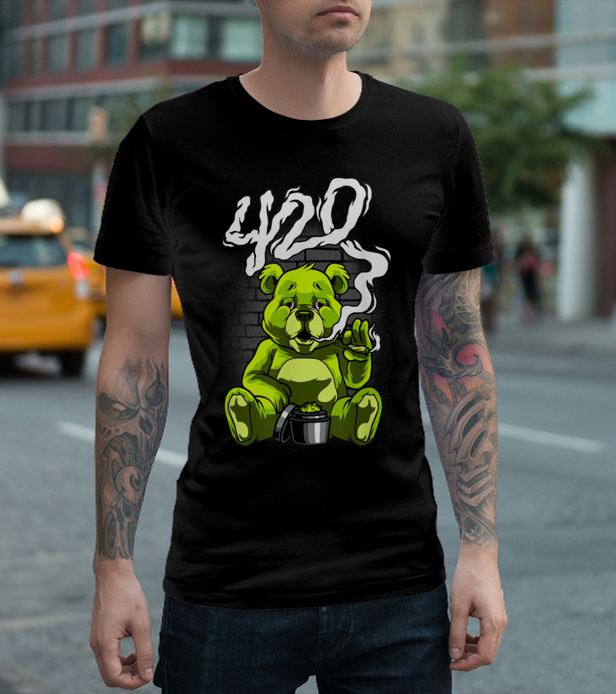 Cannabis Weed Bear Stoned Teddy 420 Joint T-Shirt
